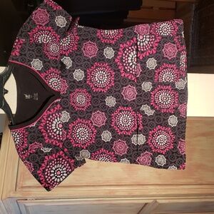 Med Couture Black and Pink Floral Blouse